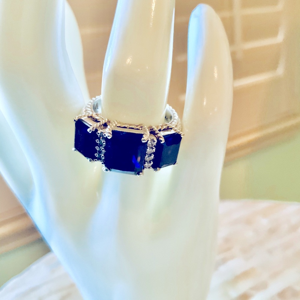 Judith Ripka Deep Blue Three-Stone Ring